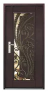 門中門組:金磚紋門片中央開一扇捲草鑄花的小門